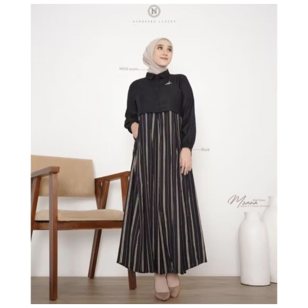 GAMIS NADHEERA LUXURY WARNA HITAM SALUR