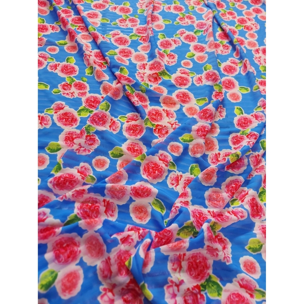 kain sifon motif bunga mawar motif elegan