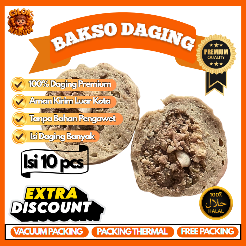 

Bakso Isi Daging Sapi Asli Murah isi 10 pcs Tanpa Pengawet, Halal & Enak Frozen
