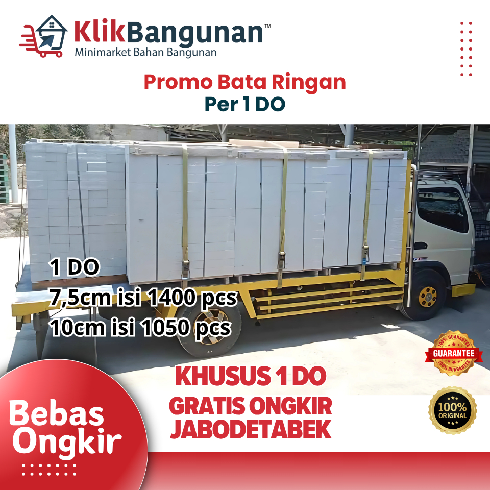 Hebel / Bata Ringan 1 DO Ukuran 10 cm dan 7,5 cm Gratis Ongkir Jabodetabek