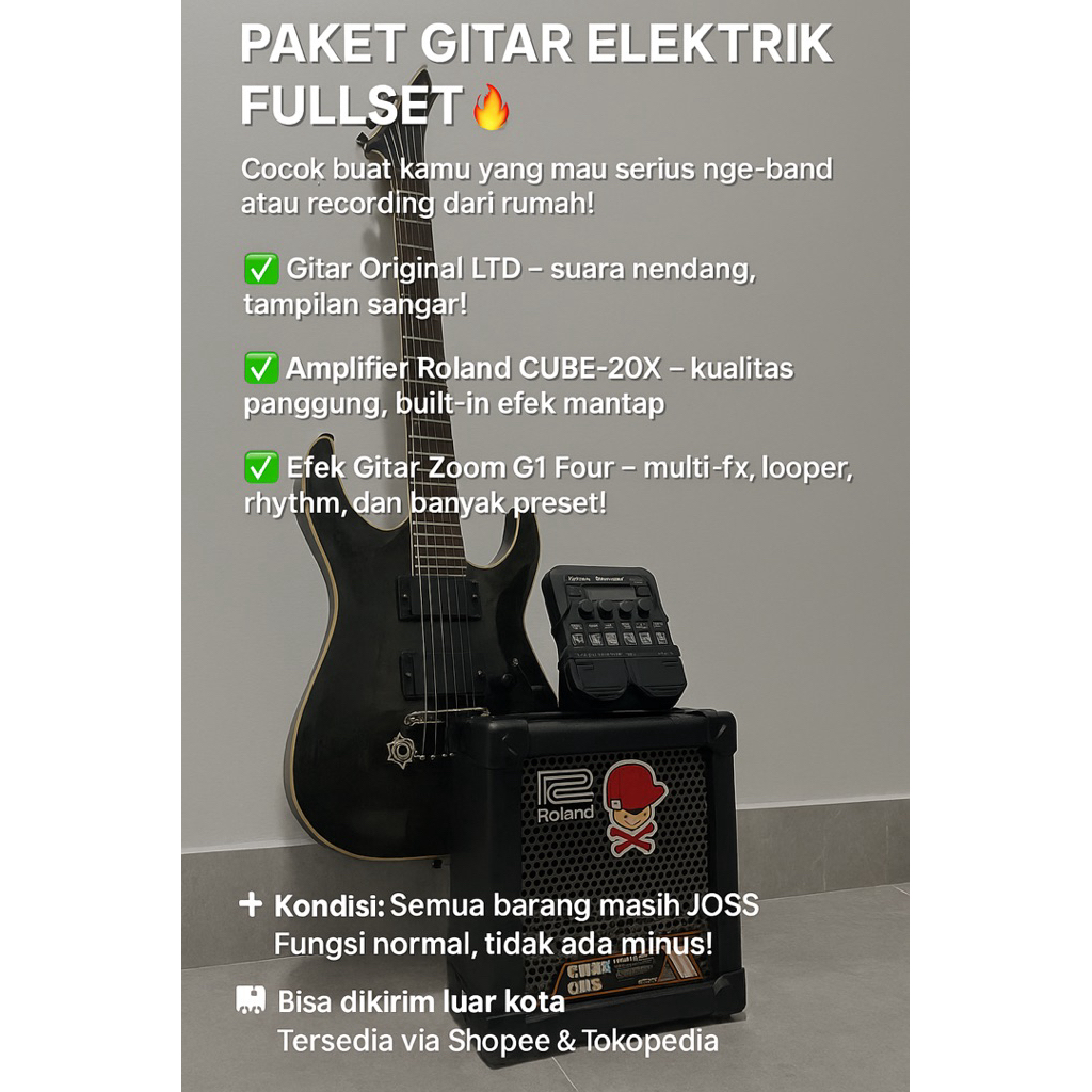 ALAT MUSIK 1 SET GITAR EFEK DAN AMPLIFIER