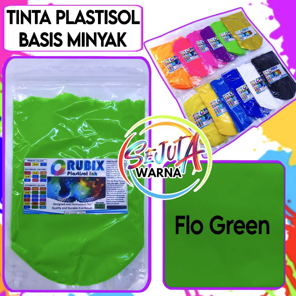 

TINTA PLASTISOL RUBIX FLO GREEN 200GR CAT SABLON KAOS