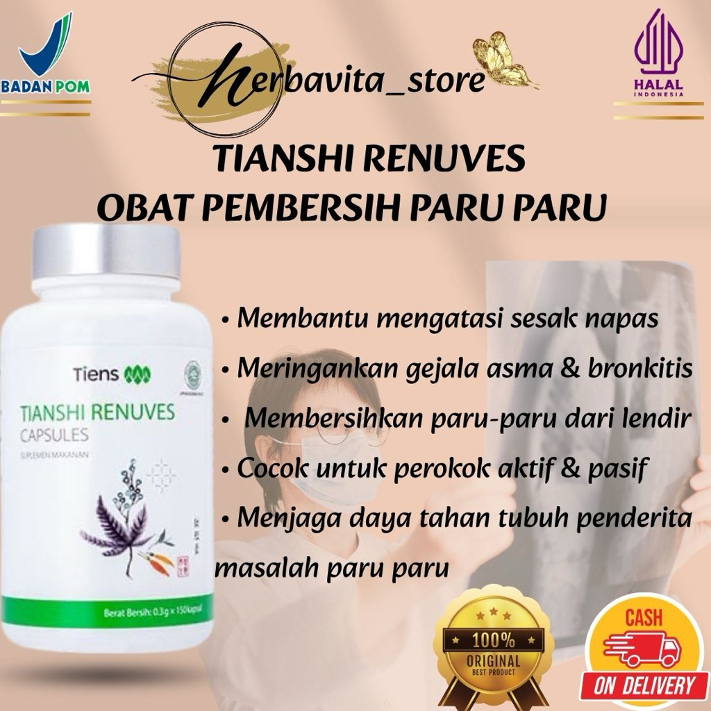 Renuves Tiens – Obat Herbal Paru-Paru Aman & Alami Renuves Tiens Original – Bantu Atasi Sesak Nafas 