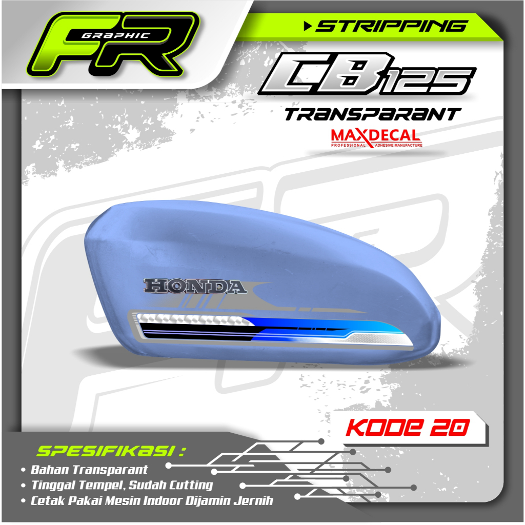 STIKER TANGKI CB POLOS CB BATIK STRIPING CB 125 CB 100 CB GLATIK  KODE 20