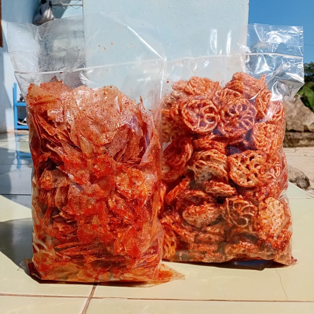 

(BUNDLE) SEBLAK KERIPIK KACA 500gram+ SEBLAK KERUPUK PEDO 500gram pedas daun jeruk