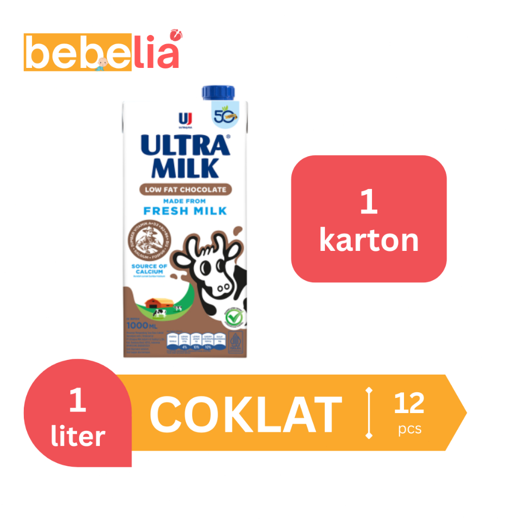 

Ultra Milk Susu UHT Low Fat Coklat 1 liter 1 dus isi 12 pcs