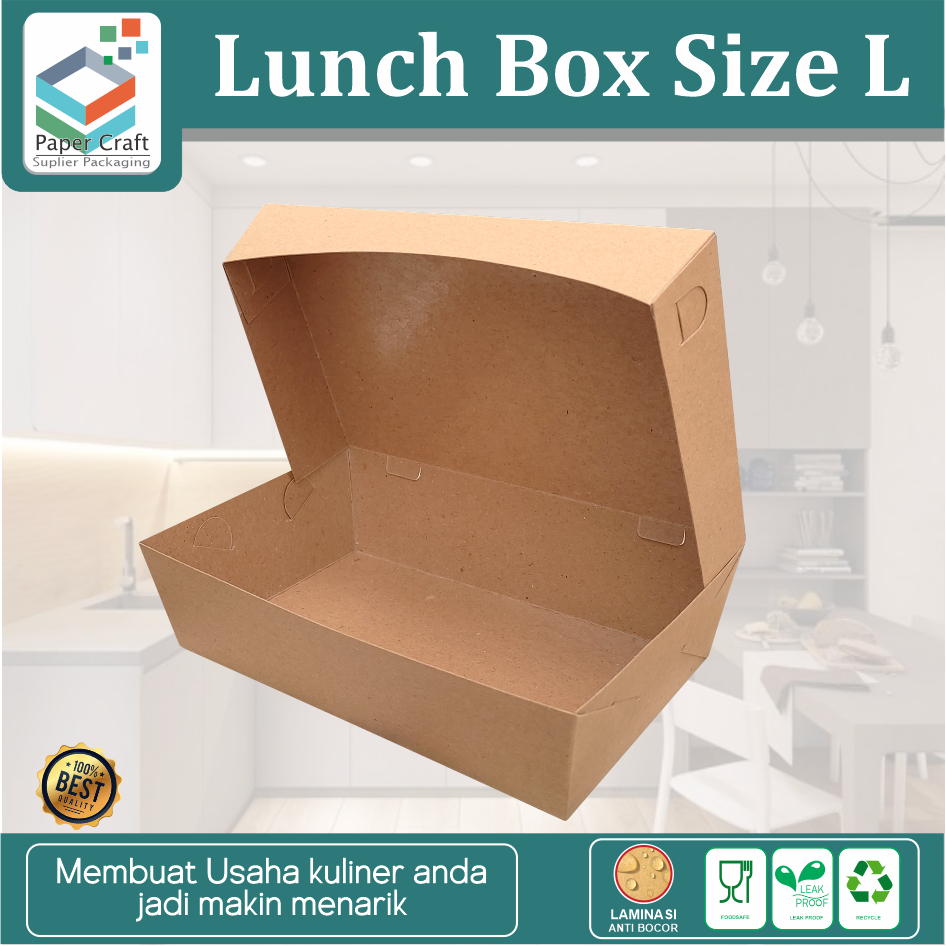 Lunch Box Size L 290gsm Kotak Makan Nasi Ayam Geprek Celup Kfc Kertas Brown Paper Box Makanan Dus Kr