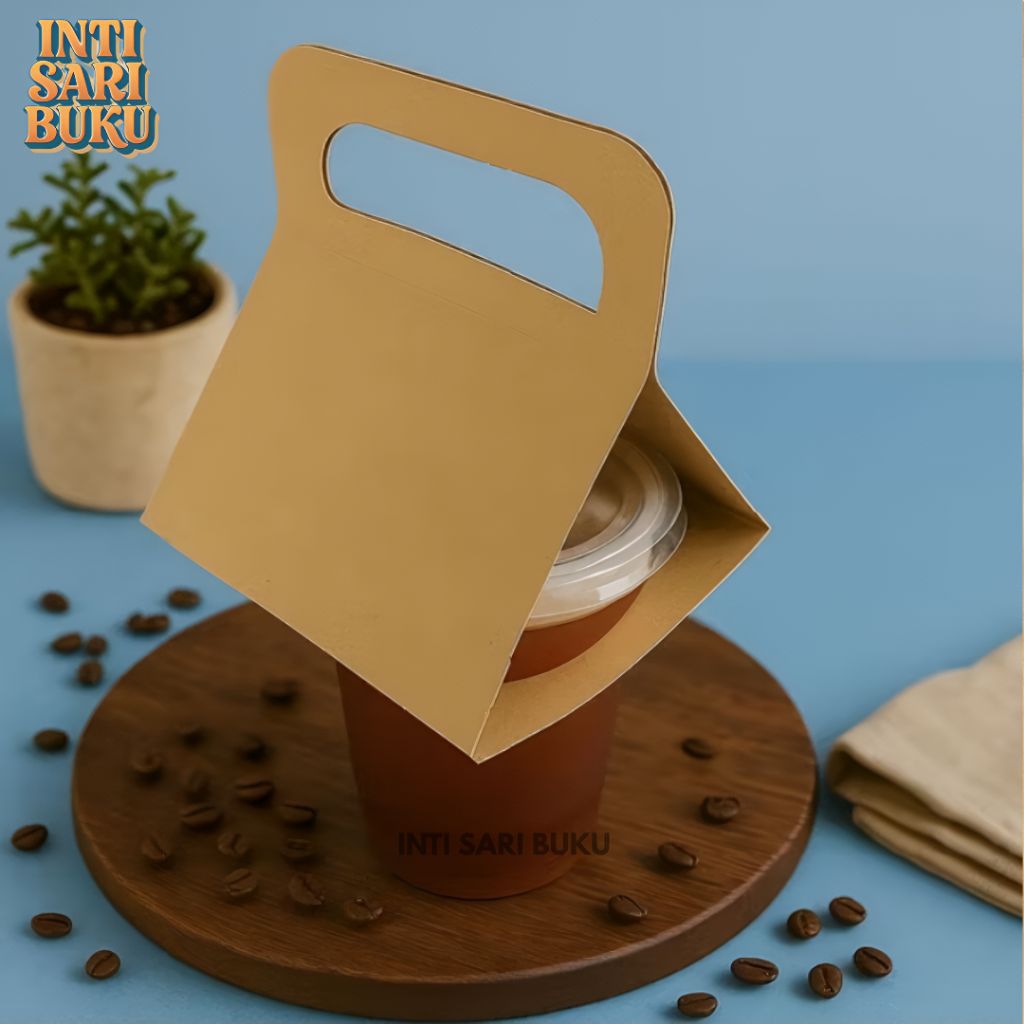 Paper Cup Take Away Single Cup Holder holder Kraft Drink Carrier Kertas Craft Coklat