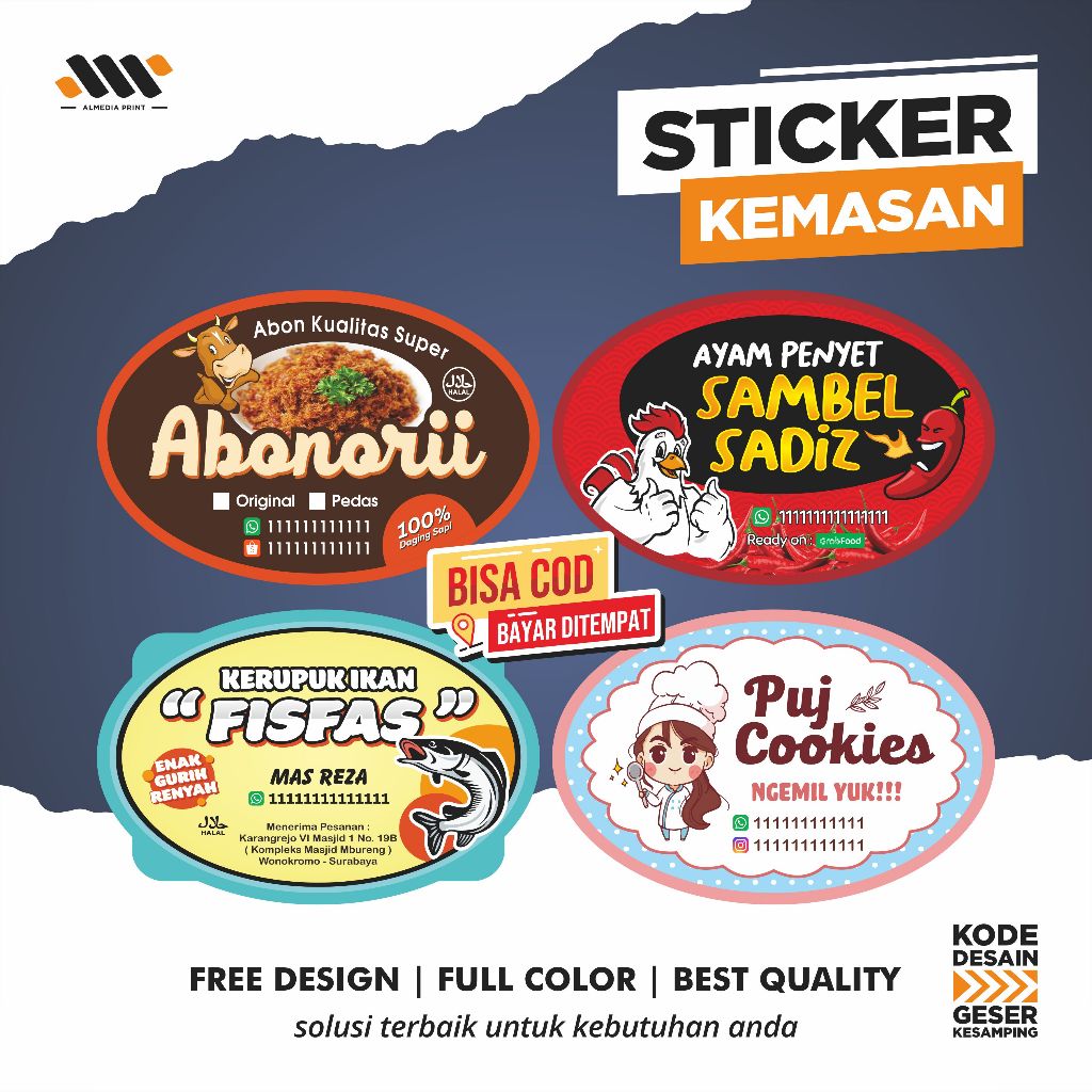 

Cetak Stiker Cromo / Label Sticker Produk Kemasan / Label Makanan Minuman + Free Cutting