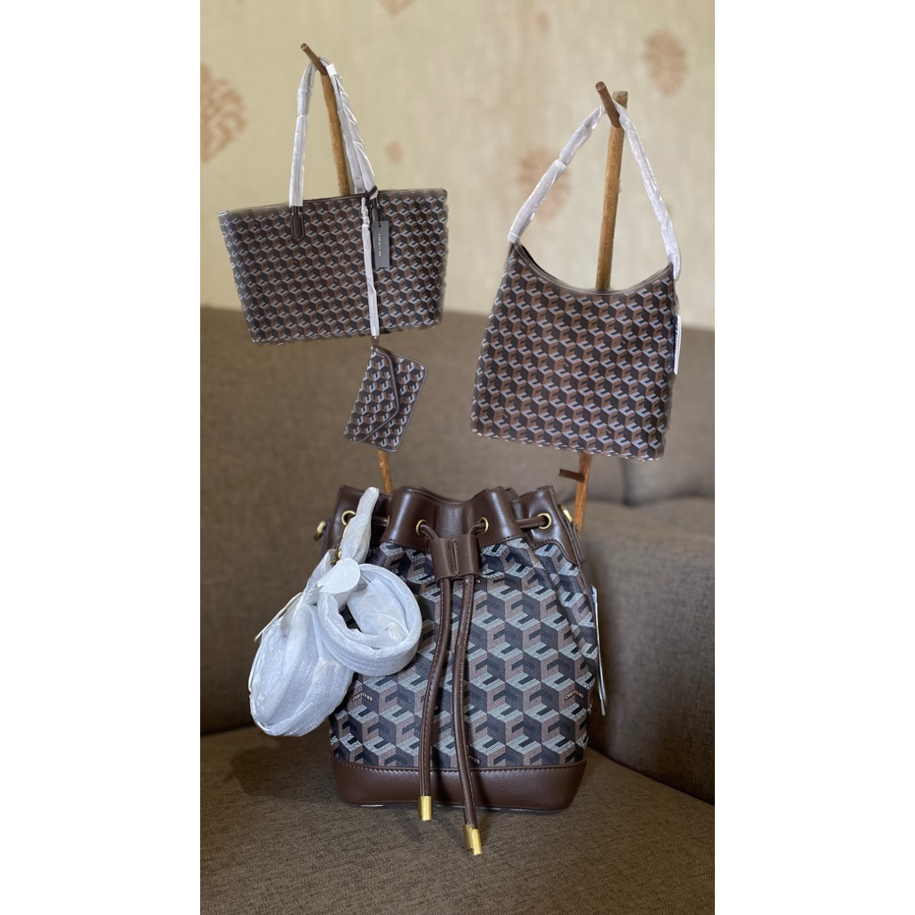 [READY STOCK] CHRISTY NG ORIGINAL RUSSO LARGE TOTE BAG GIORGIO BUCKET BAG SLING BAG CHESTNUT BROWN I