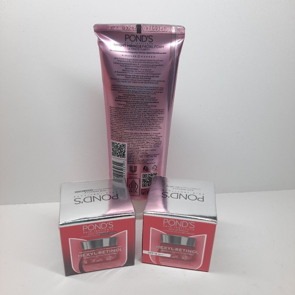 PAKET CREAM PONDS CREAM SIANG & MALAM + FACIAL FOAM 100g