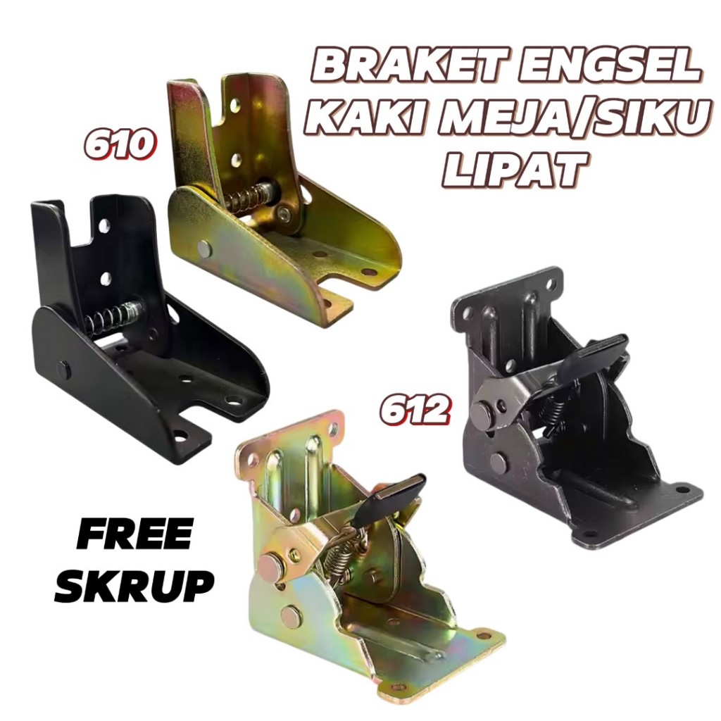 BRACKET ENGSEL KAKI MEJA / BRAKET SIKU LIPAT KURSI MEJA EMAS/HITAM 90 DERAJAT