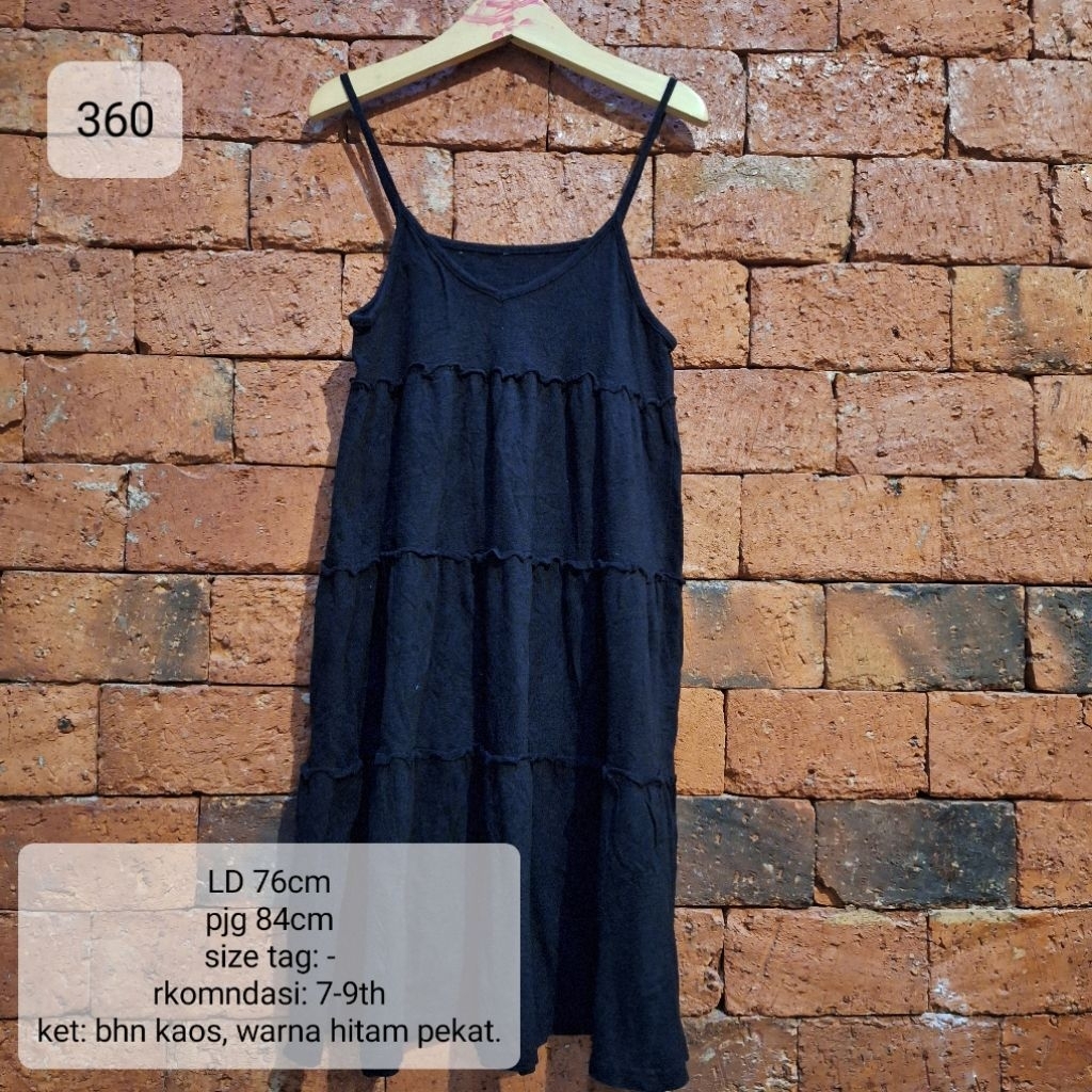 DRESS HITAM KUTUNG TALI SATU ANAK 7-8 TAHUN MURAH (360)