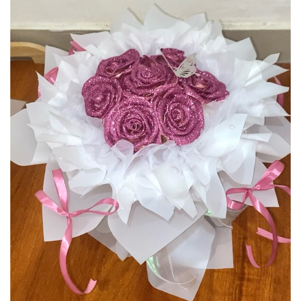 

Bouquet Pita Satin Glitter kupu-kupu | Round buket pita satin gembul |pita satin Glitter