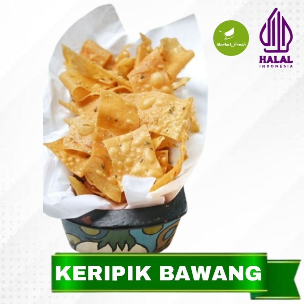 

Kripik Pangsit Bawang 500 Gram Asin Gurih Renyah Asli Tegal