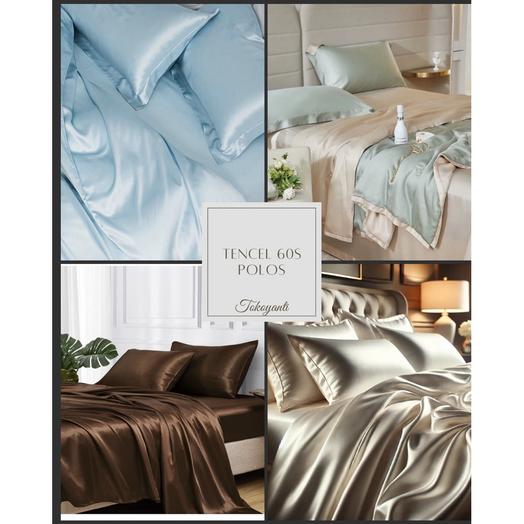 Seprei Sutra Tencel 60s | Tencel Organik POLOS 60s | Free Antigeser |