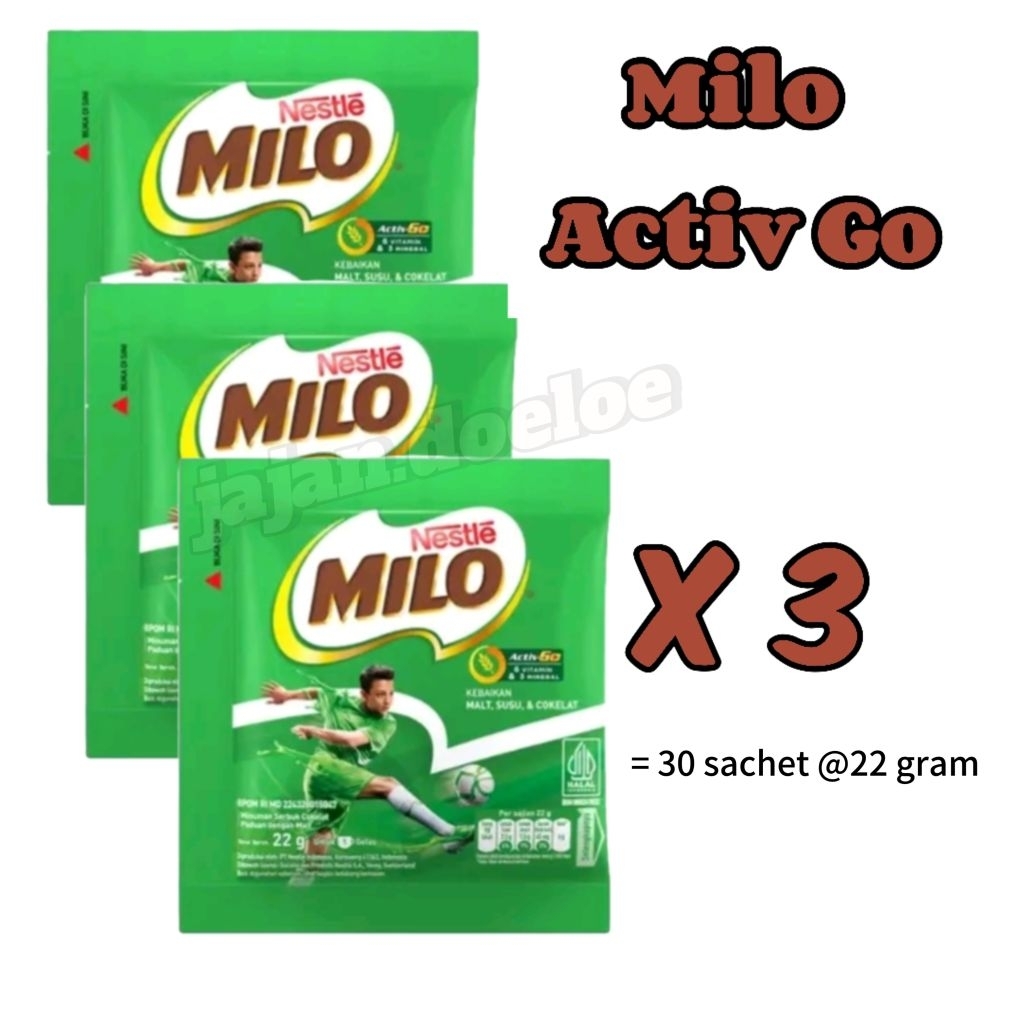 

Milo active go susu bubuk renceng isi 10 sachet @22 gram