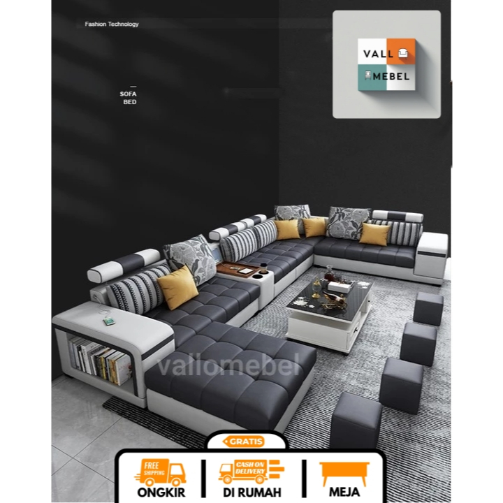 Sofa Minimalis Ruang Tamu Mewah Leter U Kursi Ruang Keluarga