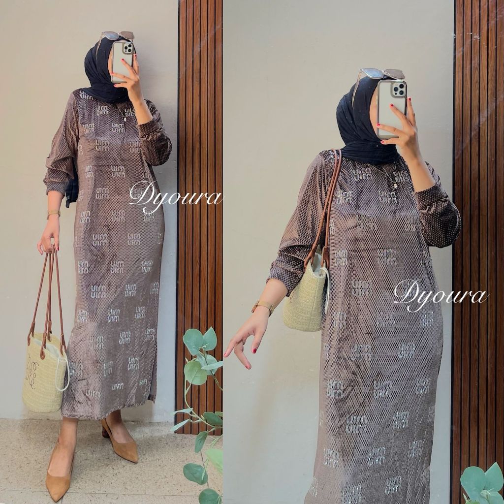 Dress Payet premium dress bludru premium Ori BKK / gamis bludru payet printing