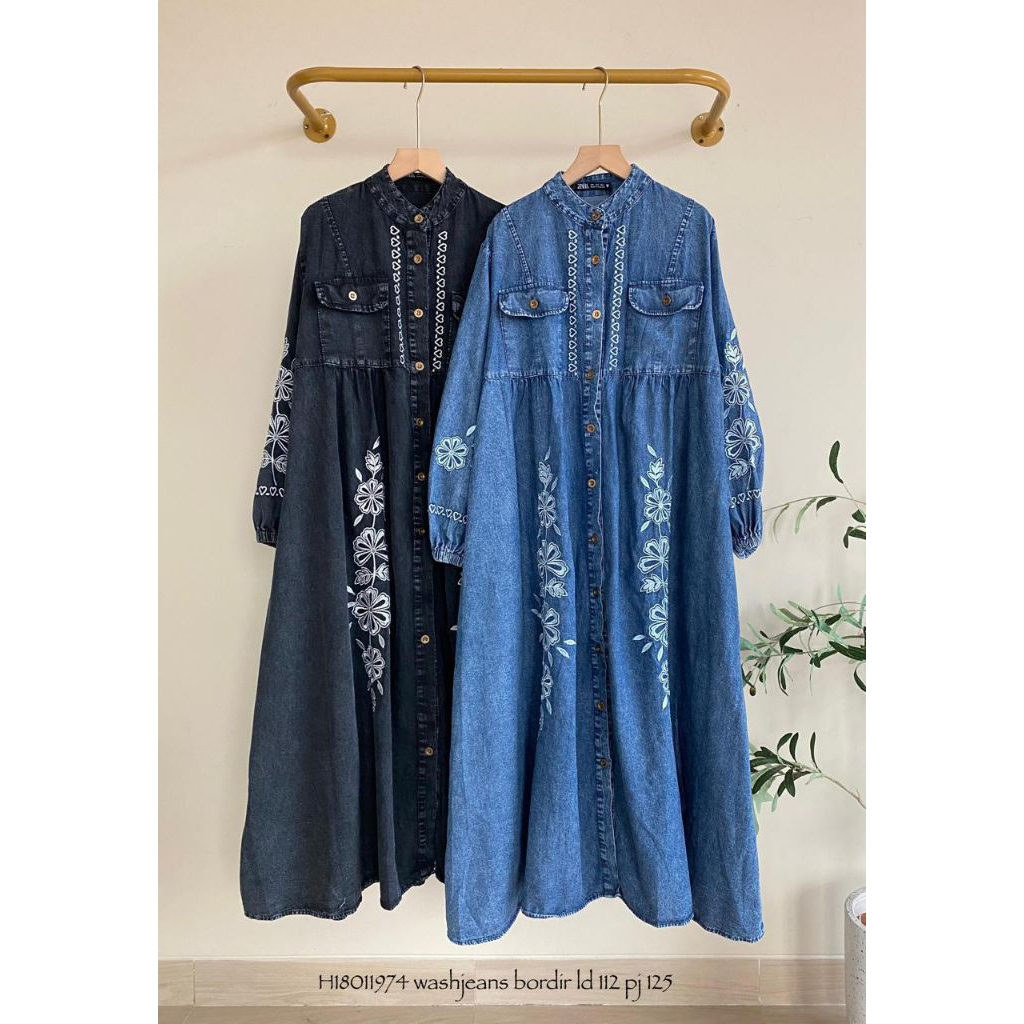 Real pic ORIGINAL dan TERMURAH Dress jeans PREMIUM IMPORT / Gamis Jeans PREMIUM Butik / Maxi Dress J