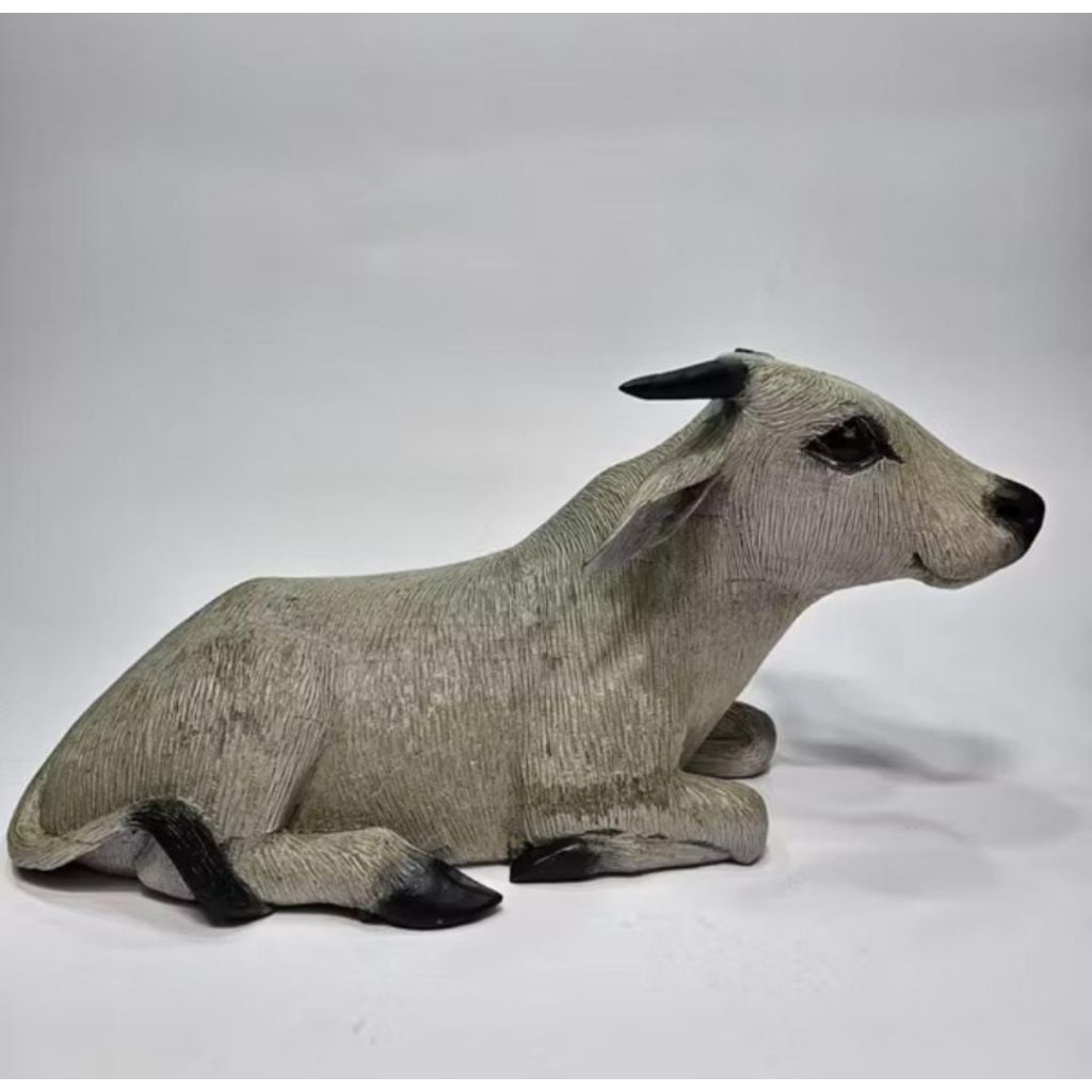 Miniatur Patung Sapi Kayu Jati Antik