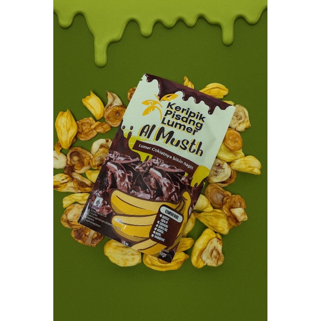 

Keripik Buah Pisang Lumer Almuschious Rasa Matcha 80gr Buah Asli
