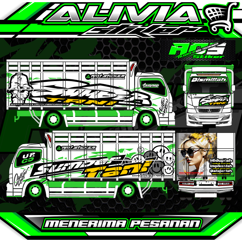 Stiker Decal Full Body Truk-Stiker Sumber Tani-Stiker Truk Canter-Stiker Variasi-Stiker Bebas Custom