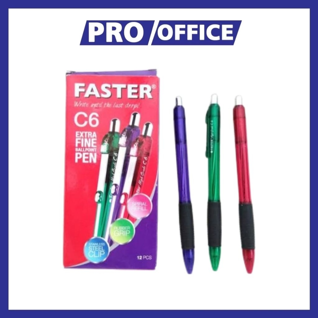 

ProOffice- Faster Pulpen C6 Hitam (12 Pcs) – Pulpen Cetrek Alat Tulis Sekolah & Kantor