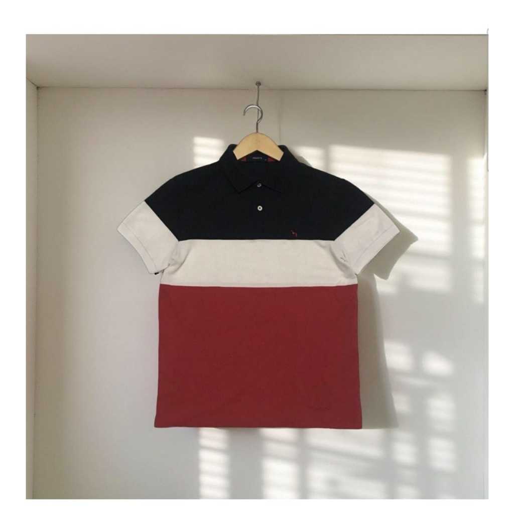 Kaos Polo Hitam Putih Merah ( UNTUK COWOK )