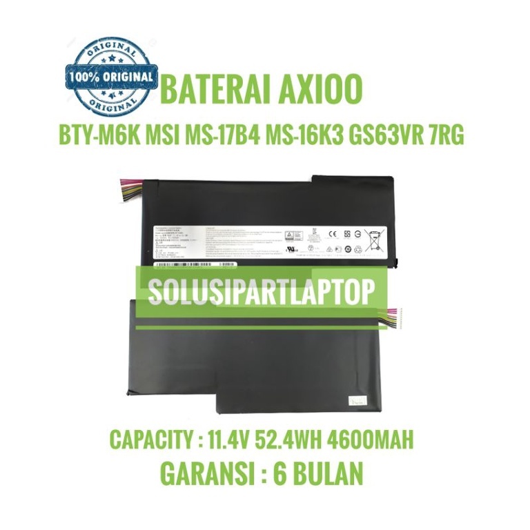 Baterai Laptop MSI GF63 GF75 MSI-17B4 MSI-16K3 MSI GF63 Thin 9RCX MSI GF63 Thin 9SC GF63 8RC-230 GS6