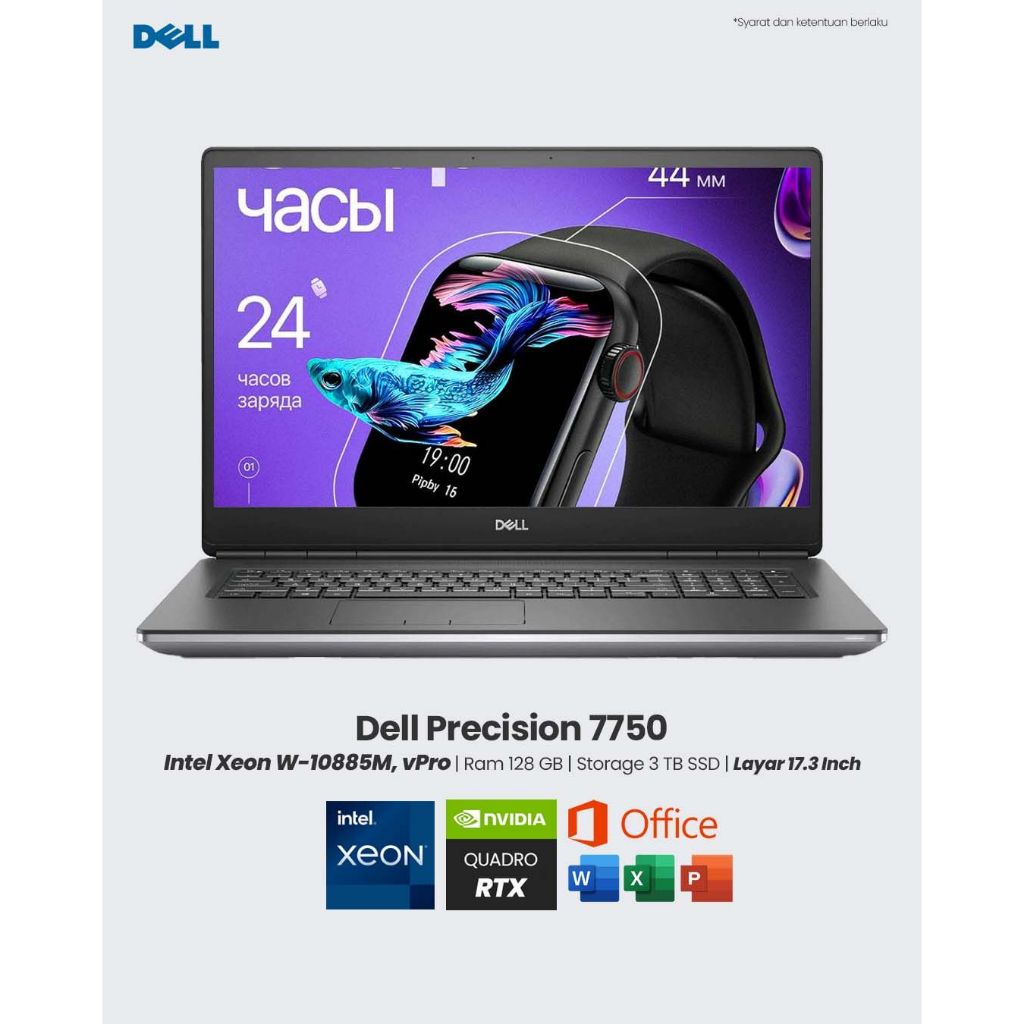 Laptop Mobile Workstation Dell Pricision 7750 Intel Xeon W 10885M Ram 128 GB SSD 2 TB Nvidia Quadro 