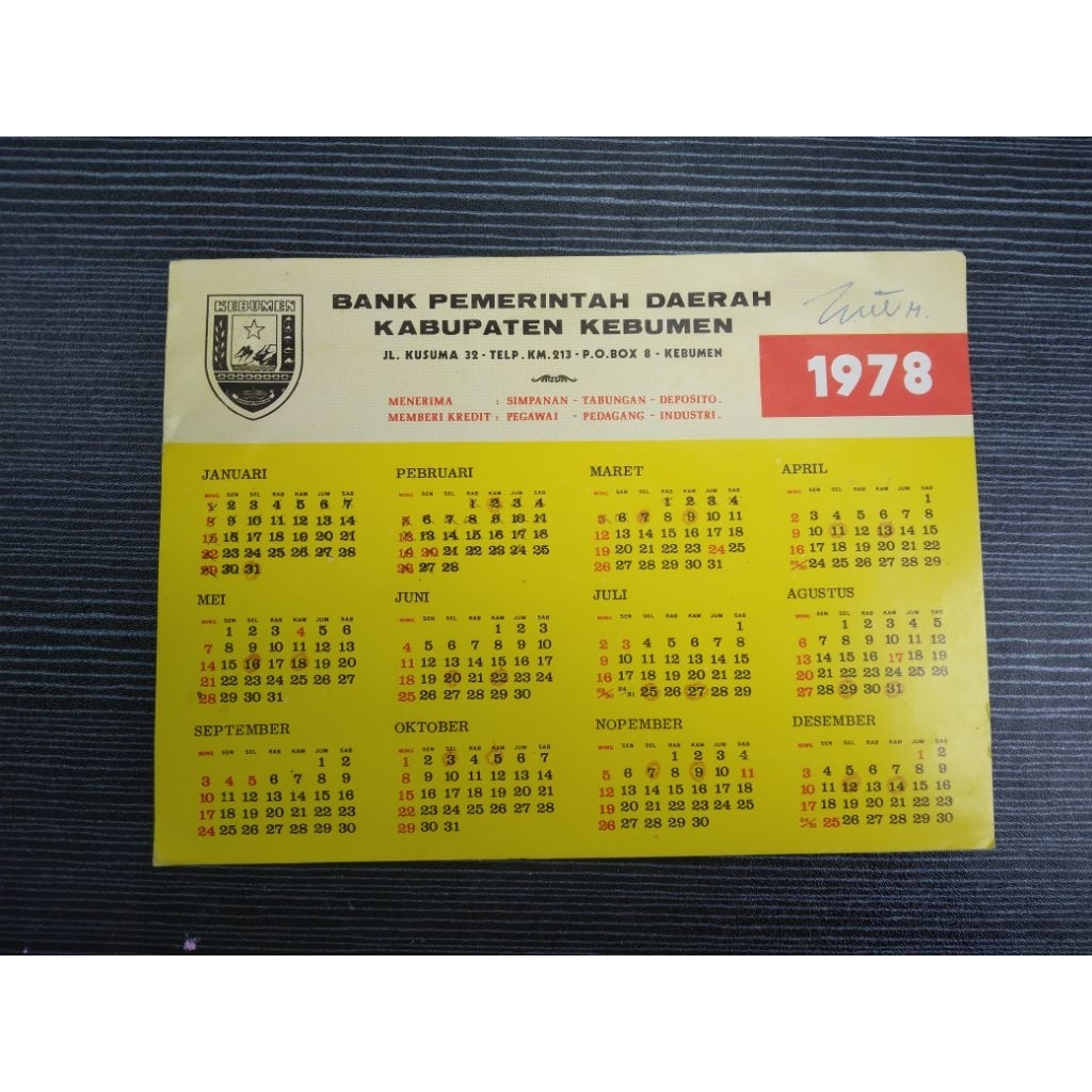 

Kalender Mini Tahun 1978