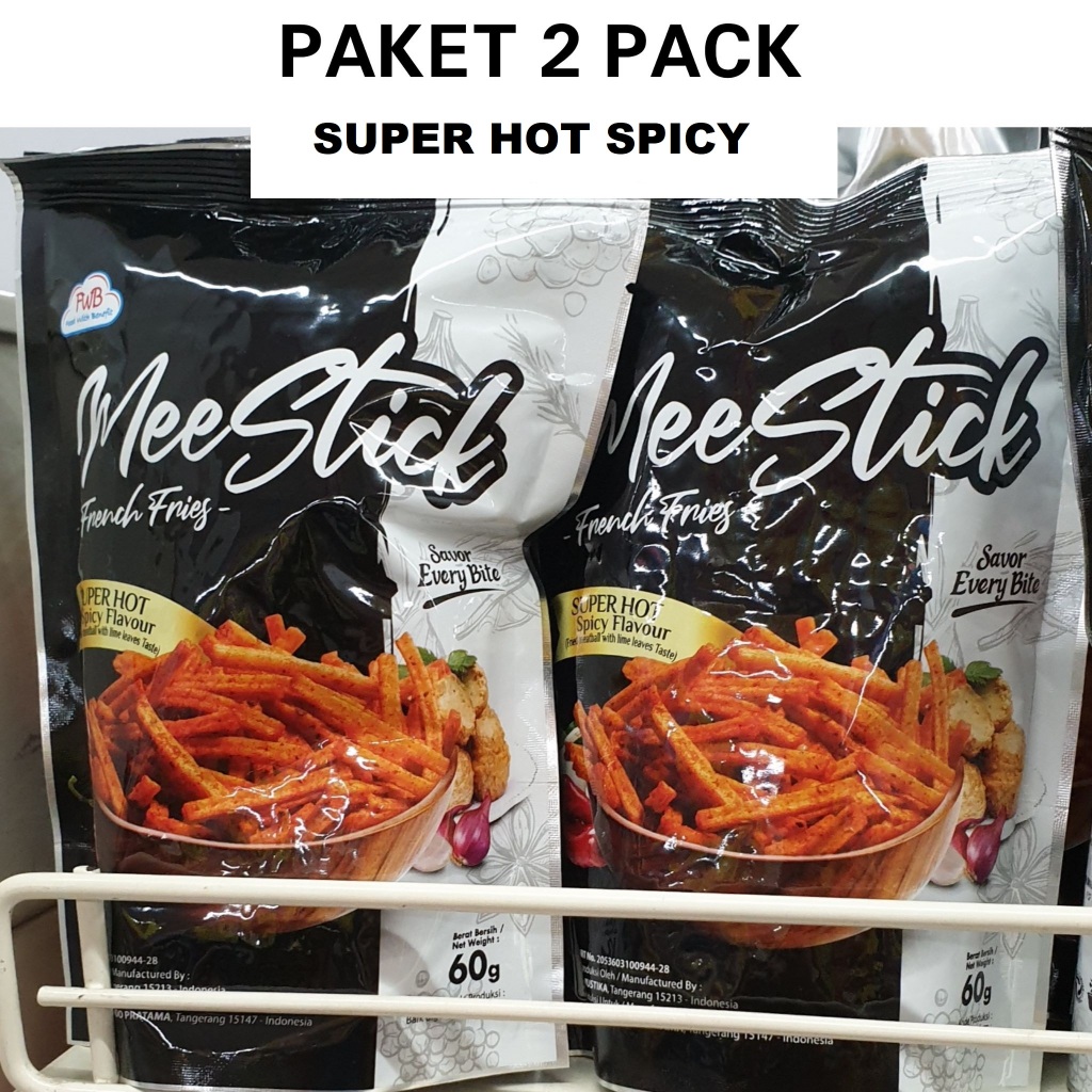 

PAKET 2 PACK Mee Stick French Fries Super Hot Spicy Flavour Pedas 60gr