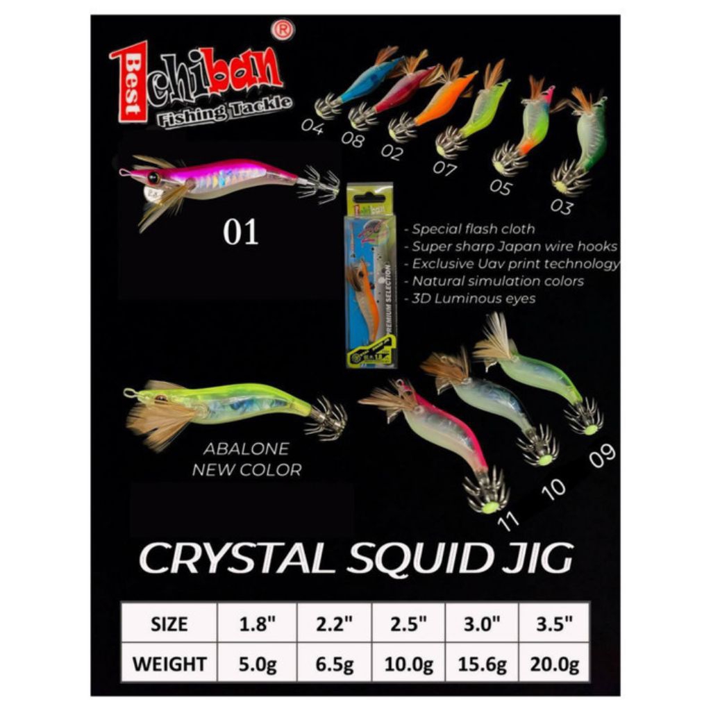 Umpan Cumi Udang Ichiban Crystal Squid Jig 1.8