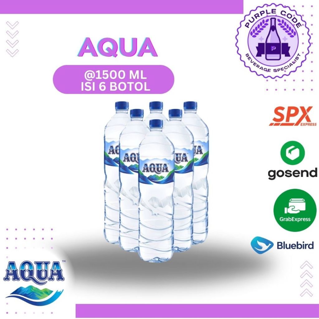 

(INSTANT) AQUA 1500ML ISI 6 Pcs Per PAKET - READY Air Kemasan Botol, GALON, GELAS, 330 ML, 600, 1500ML Minuman Kardus