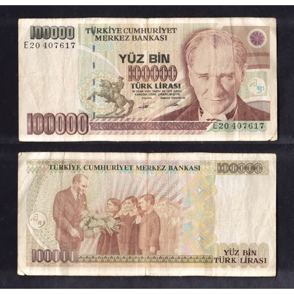 Uang kertas asing Turki 100000 Lira tahun 1991