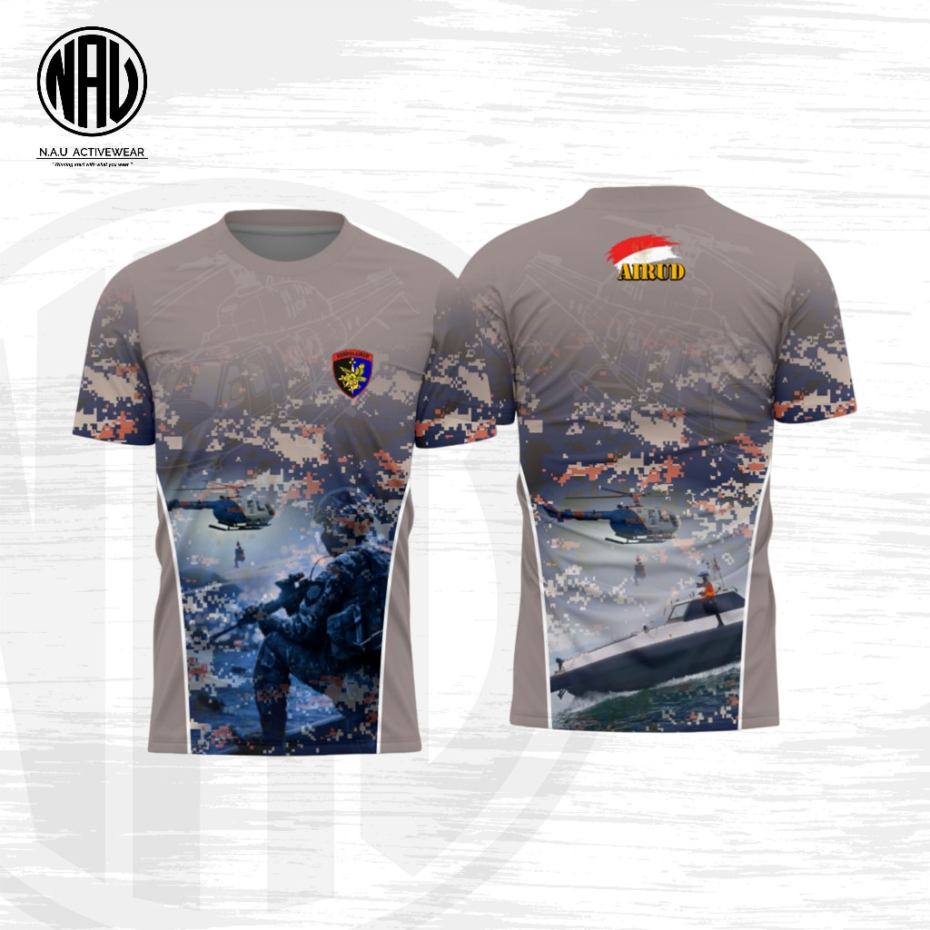 Jersey Nauactivewear Oneck Milano - Kaos Fullprint Airud Coklat
