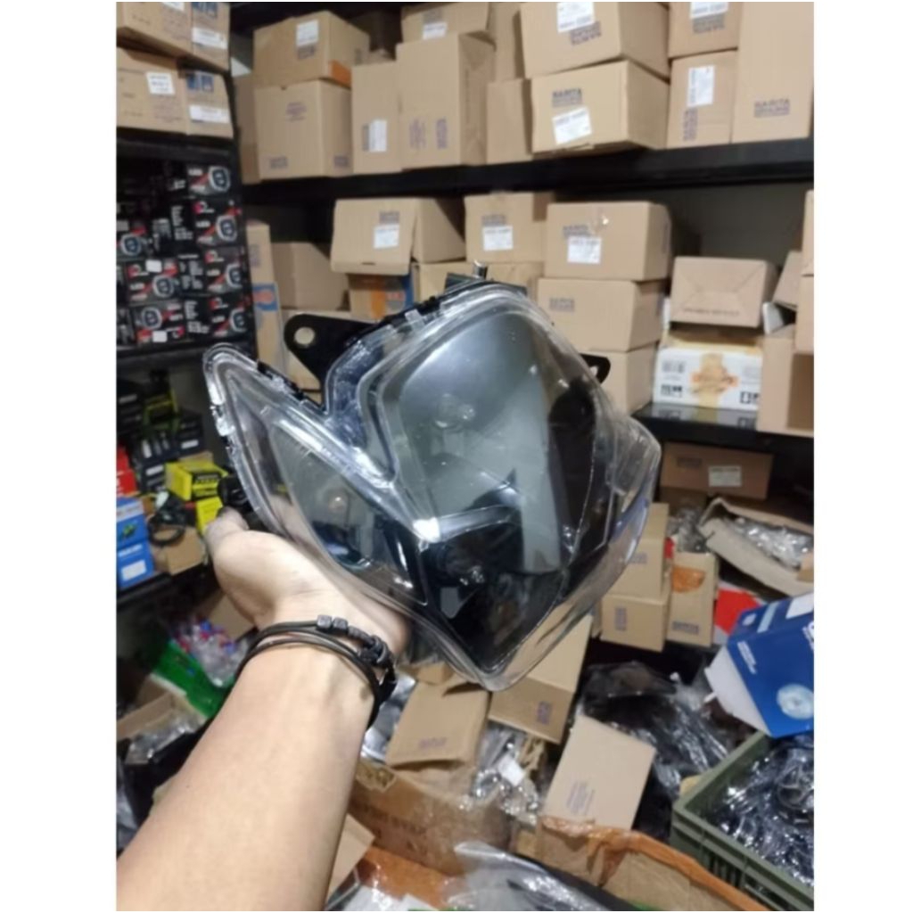 Reflektor Kedok Lampu Depan Satria Fu Barong tanpa Frame Custom Hitam Fullset
