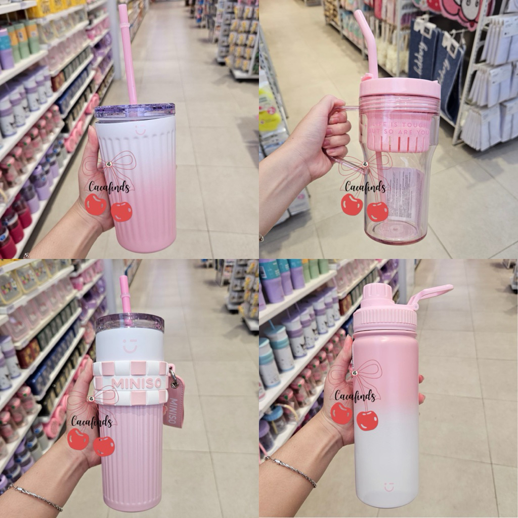 MINISO‼️Tumbler Stainless / Botol Minum Stainless Steel Sakura Pink Collection (Tumbler / Sleeve Pin