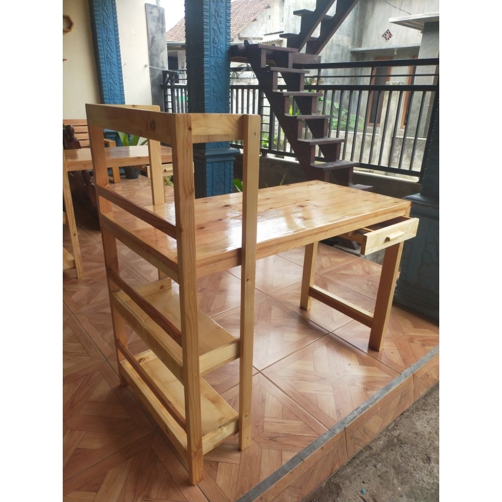 rak meja belajar jati belanda