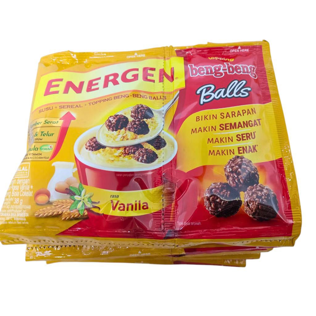 

Energen Topping Beng Beng Balls Sereal Vanila Sachet 38gr (Renceng isi:10)