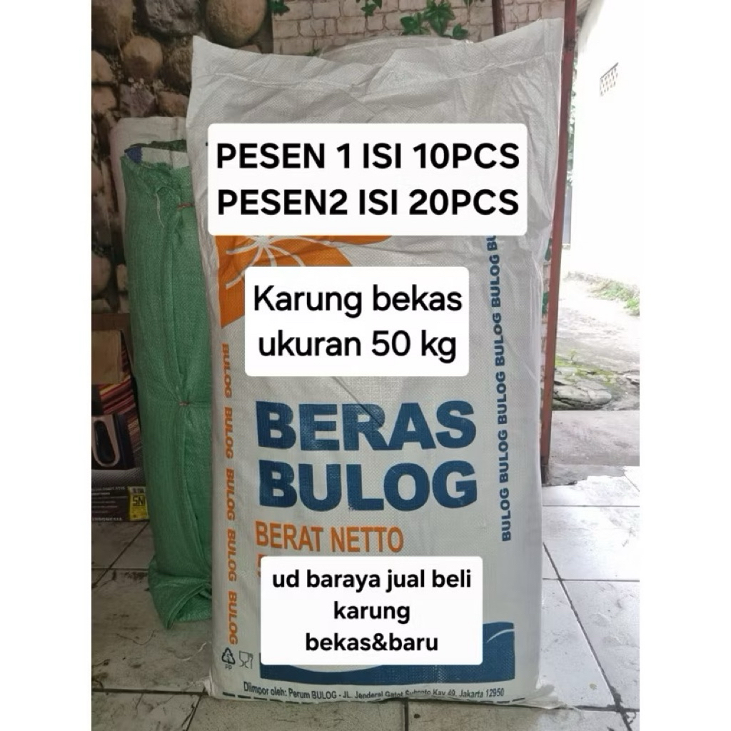 

KARUNG BEKAS BERAS BULOG 50KG ISI 10 PCS 100% ORIGINAL