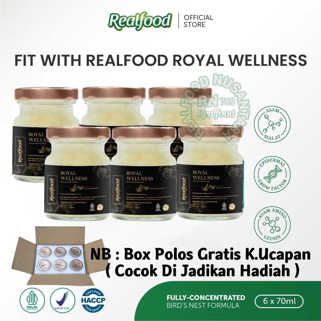 

Realfood Royal Wellness 6 Botol Box Polos ( Minuman Sarang Burung Walet ) RN789