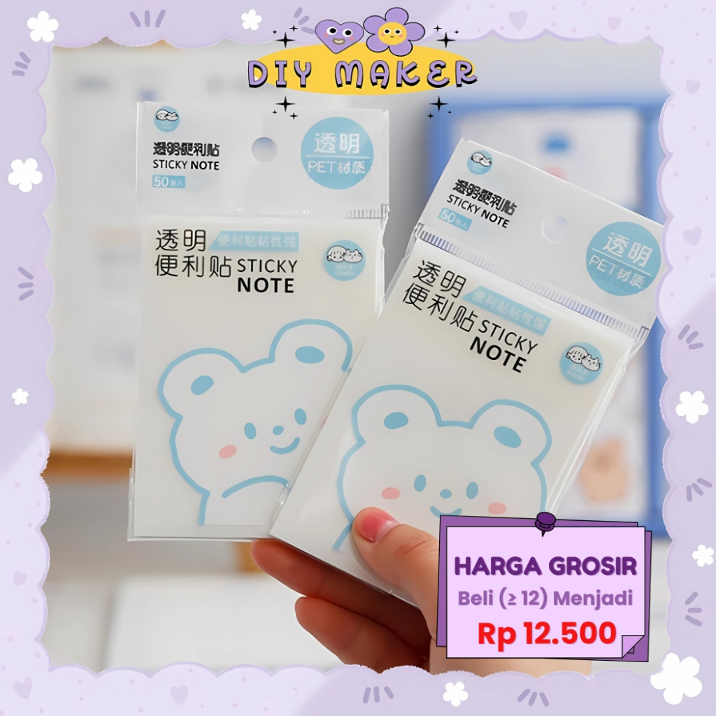 

DM Kertas Transparan Sticky Note Transparan Untuk Jiplak Gambar Kertas Polos Sticky Note ATK - TLD32