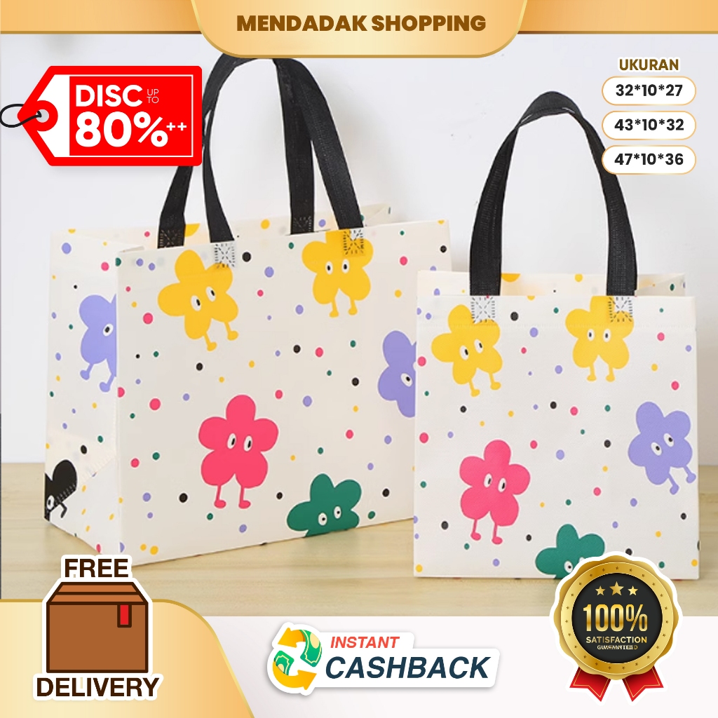 

(ETALASE 1-AN) Tas Spunbond / Goodie Bag Spunbond Motif / Tas Belanja / Desain Lucu