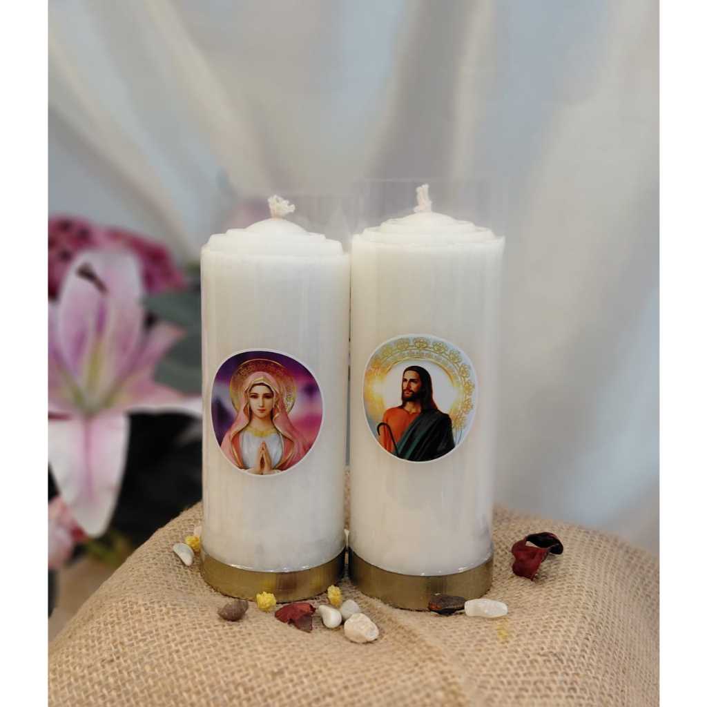 Lilin Doa Gambar Yesus & Maria - Lilin Gereja