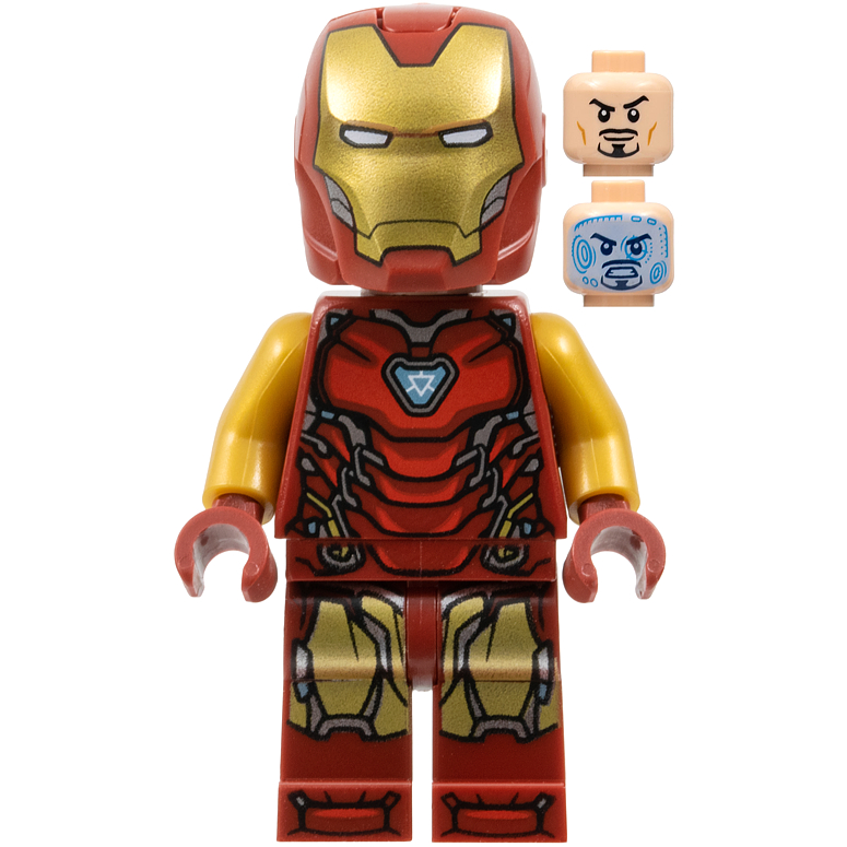 Lego Marvel - Iron Man - Mark 85 Armor, Large Helmet Visor, Thick Red Markings on Torso
