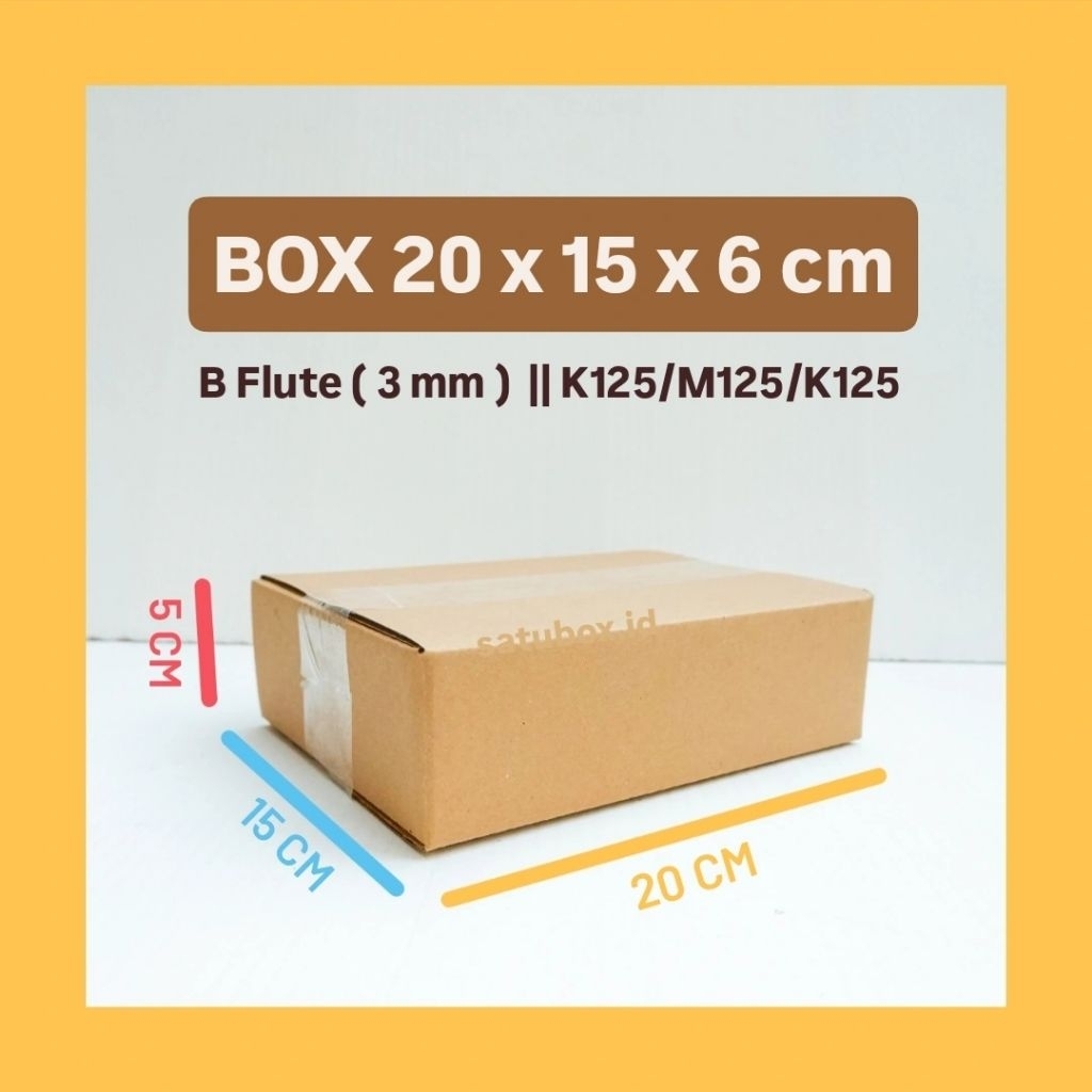 

kardus karton box polos uk. 20x15x6 cm, single wall tebal 3mm