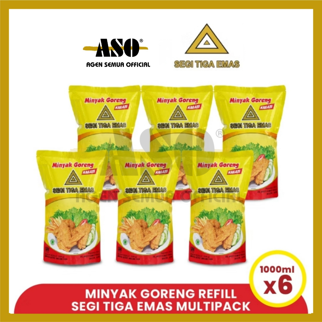 

[ PAKET ISI 6 ] Minyak Goreng cap Segitiga Emas 1 Liter ( Isi 6 Pouch ) PROMO !!!!