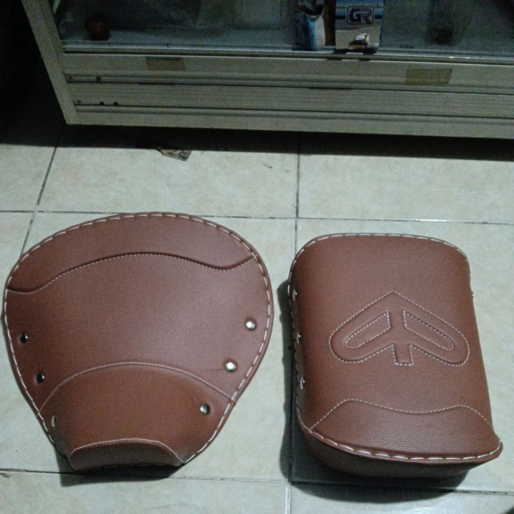 cover jok cowboy depan belakang untuk vespa super sprint px coklat